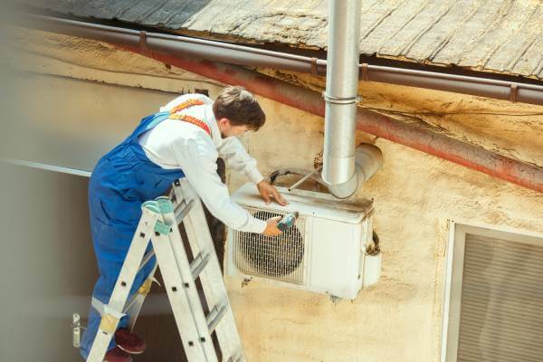 Technician repairing residential unit