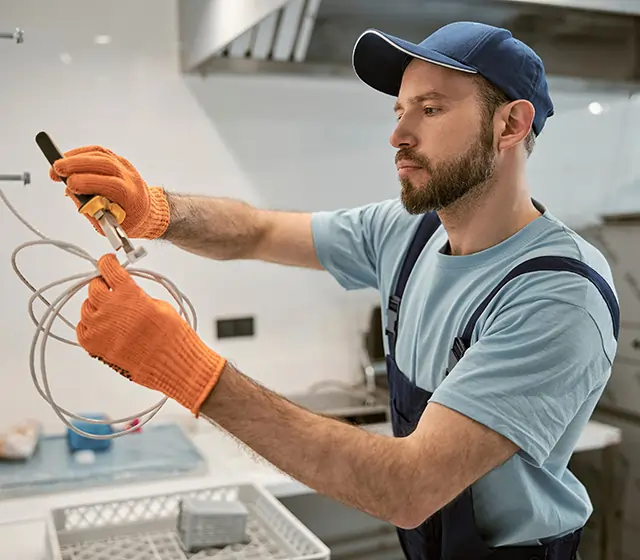 Technician working on wiring